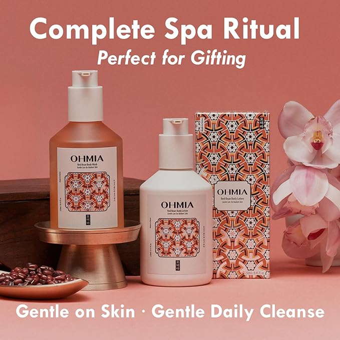 Korean Red Bean Body Wash for Women - Hydrating Exfoliating Shower Gel with Peptides & Hyaluronic Acid for Smooth Sensitive Skin - Vegan & Cruelty-Free - 8.45 fl oz