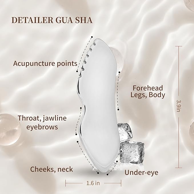 Jagged Edge Gua Sha Facial Tools Stainless Steel - Lift, Depuff & Glow | Spa-Grade, Travel-Ready, Metal GuaSha Tool for Face, Neck, Body Lymphatic Drainage Massager Natural Skin Care
