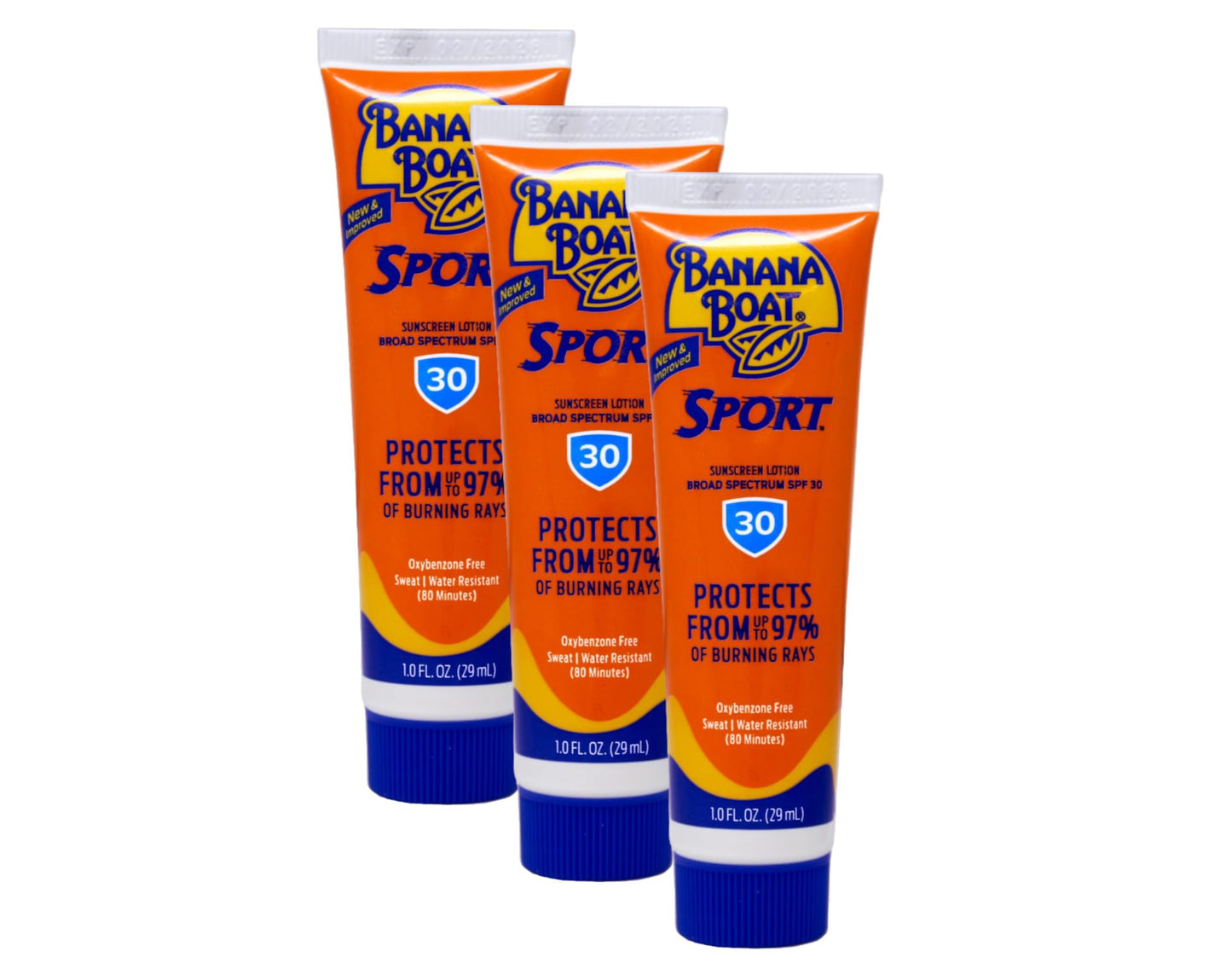 Banana Boat Sport Performance Sunscreen Lotion 30 SPF 1 oz (Pack of 3)