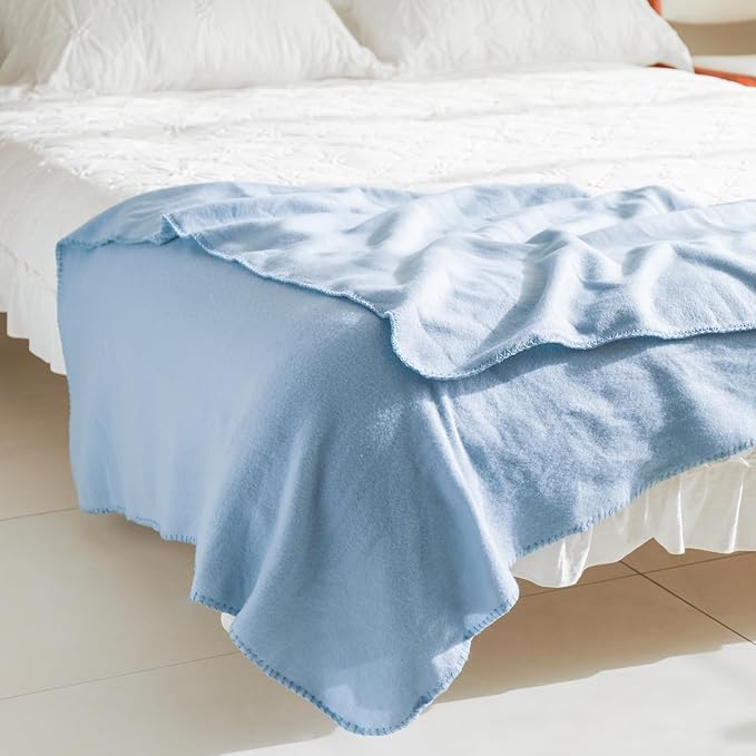 CAI TENG Fleece Throw Blankets Lightweight Warm Soft Cozy Kids Blanket Pet-Friendly Bulk Fleece Blanket Solid for Home, Bed, Sofa, Dorm, Office, Gifts, Outdoor Washed Blue 6 Pack 50 x 60 inch