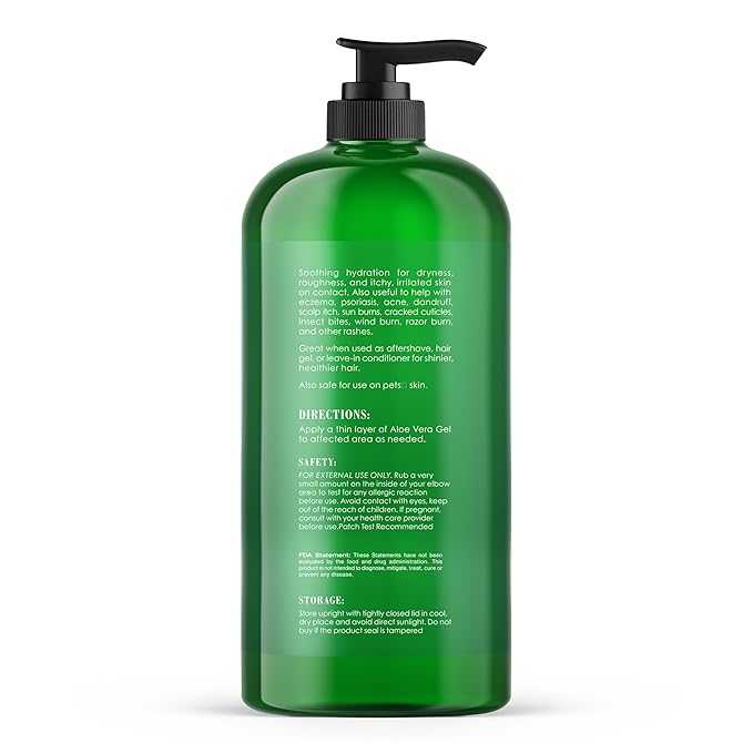 Botanic Hearth Aloe Vera Moisturizing Liquid Gel – 100% Pure Aloe, Enriched with Vitamin C for Dry & Itchy Skin – No Added Color, Fragrance, or Alcohol – 16 fl. oz