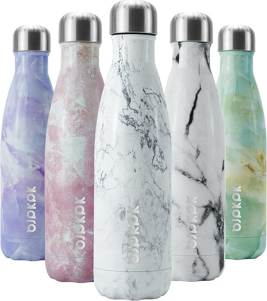 BJPKPK Insulated Water Bottles 17oz Stainless Steel Sports Water Bottles Keep Cold for 24 Hours and Hot for 12 Hours,BPA Free,Marble Ice