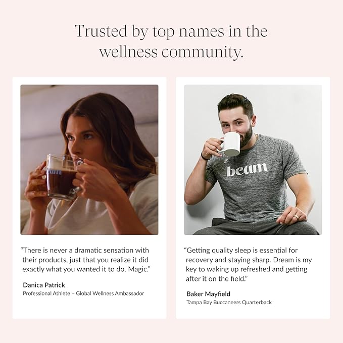 Beam Dream Sleep Powder, L-Theanine, Apigenin, Reishi and Magnesium, Third Party Tested Natural Sleep Aid & Sleep Supplement for Deep Sleep, Relaxation and Recovery, Natural Sleep Support, 30 Servings