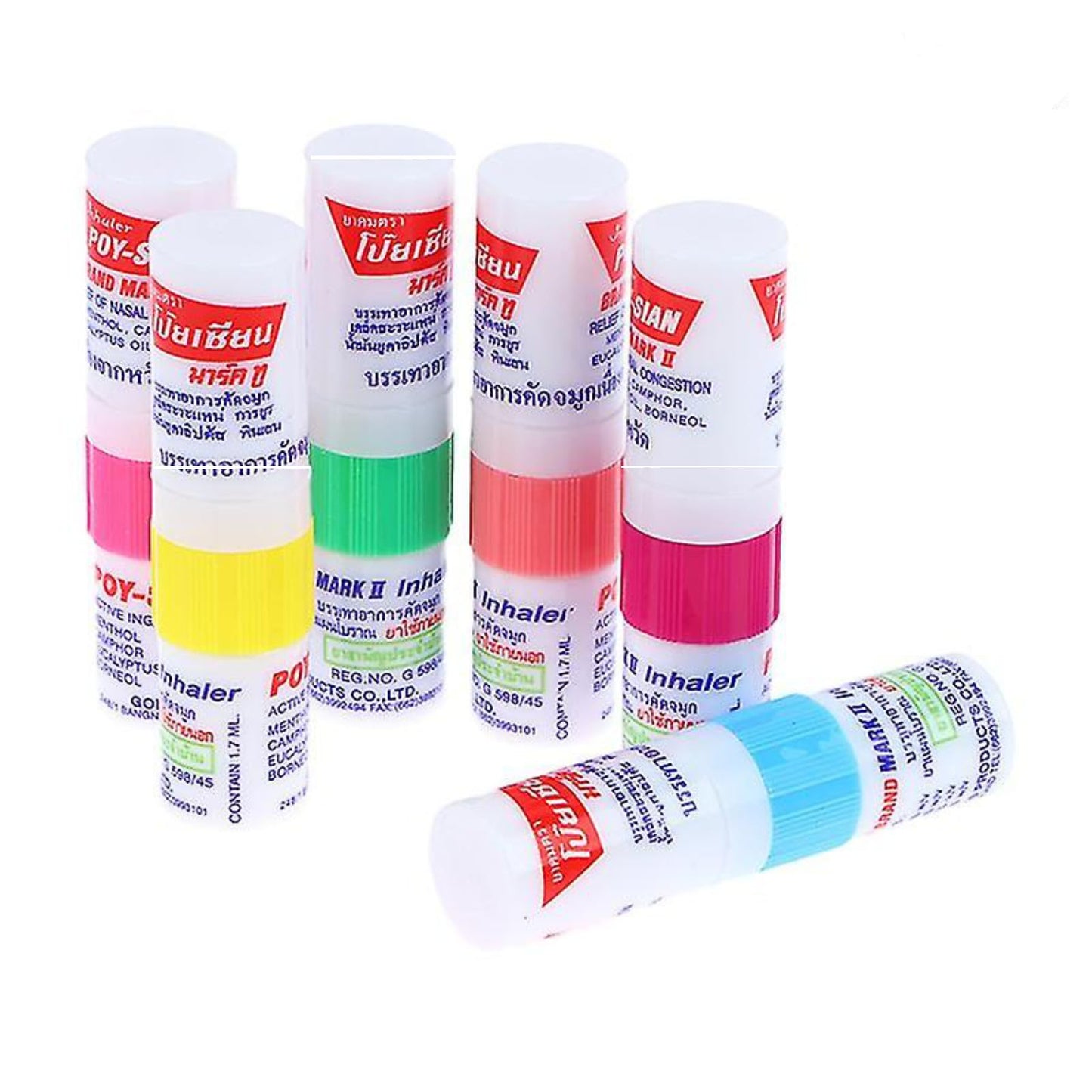 POY-SIAN Mark II Menthol Aromatherapy Nasal Inhaler, Natural Herbal Remedy with Cooling Essential Oils Poysian (Pack of 6)