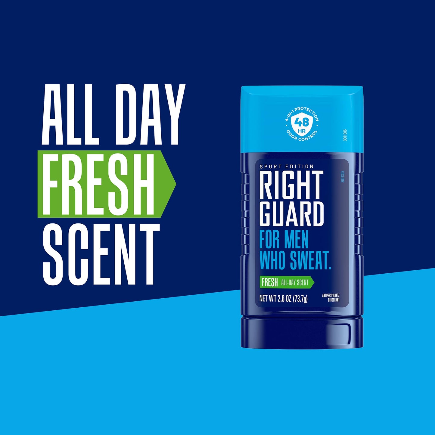 Right Guard Sport Fresh Scent Antiperspirant & Deodorant Invisible Solid - 4-in-1 Deodorant For Men, Blocks Sweat, 48-Hour Odor Protection, Quick-Drying, & Long-Lasting, 2.6 oz (6 Pack)