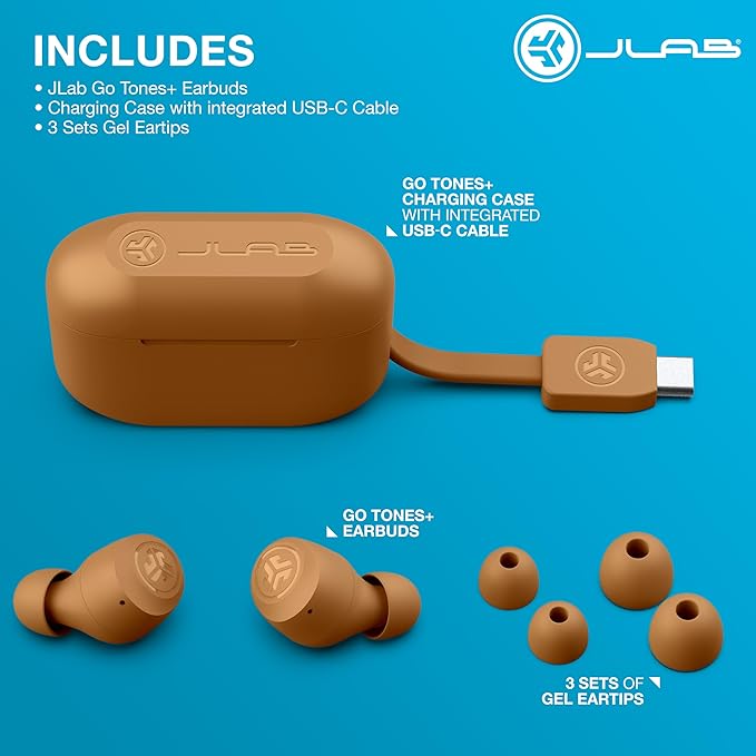 JLab Go Air Pop+ Tones True Wireless Earbuds, in Ear Headphones, Bluetooth Earphones, 35H Playtime Ear Buds, Bluetooth Earbuds with Microphone, USB-C Charging Case, Dual Connect, EQ3 Sound, (7572 W)