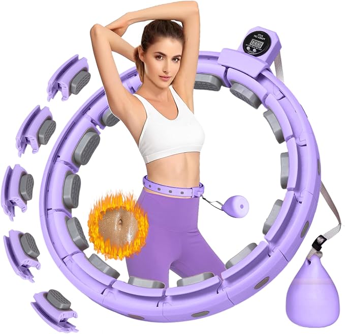 2025 New Silent Smart Weighted Fitness Hoop, Weighted Hula Circle Hoops for Adults Weight Loss,18 Detachable Links Waist 30"- 50", Exercise Hula for Women & Men