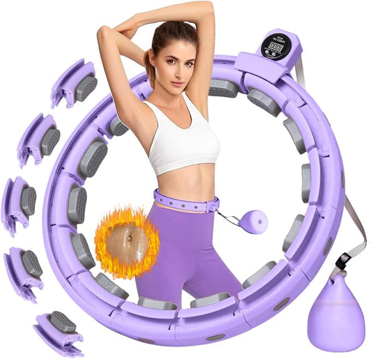 2025 New Silent Smart Weighted Fitness Hoop, Weighted Hula Circle Hoops for Adults Weight Loss,18 Detachable Links Waist 30"- 50", Exercise Hula for Women & Men