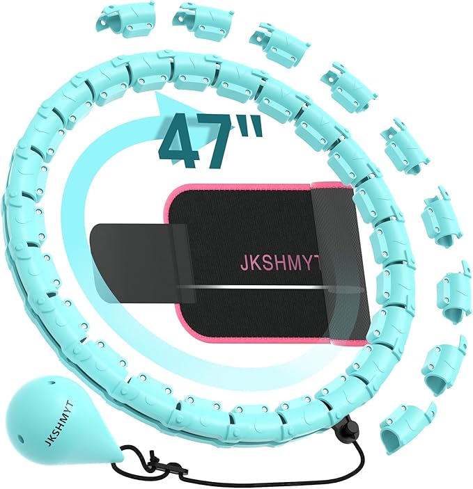 JKSHMYT Smart Weighted Fit Hoop Plus Size for Adults Weight Loss, Hula Circle-2 in 1 Infinity Fitness Hoop, 24 Links Detachable & Size Adjustable, with Waist Trainer for Women
