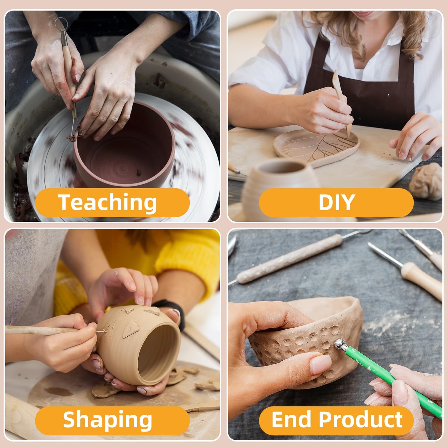 42 PCS Clay Tool, Clay Sculpting Tools Kit, Pottery Tools Can be Used for Stippling, Carving, Molding, and Shaping Clay Crafts, for Beginners, Hobbyists, Artists