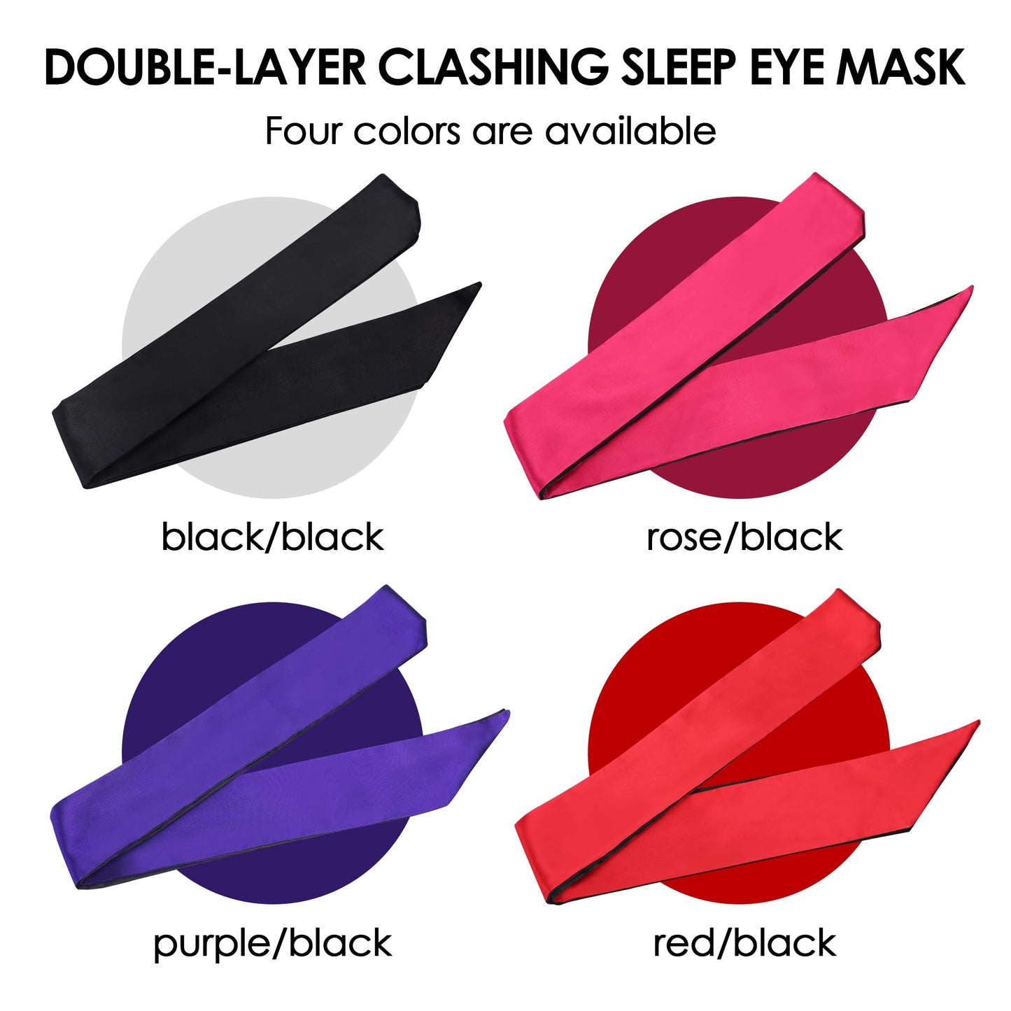 FRESHME Satin Sleep Mask - Comfortable Eye Mask Blindfold for Women Men Soft Adjustable Blackout Eye Cover Shade for Night Sleeping Travel Meditation Pure Black Valentine's Day Gift 160cm/63in