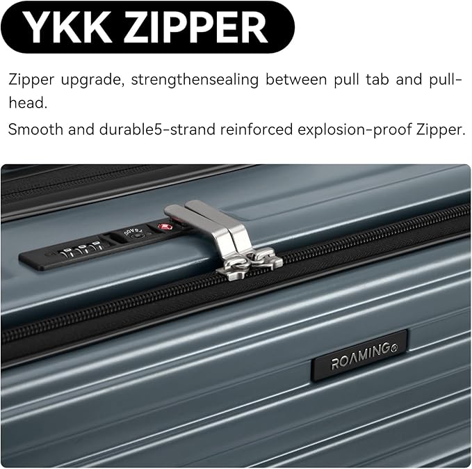 24 Inch Checked Large Luggage with Spinner Wheels Front Opening Rolling Suitcase for 5-7 Days Travel, Scratch Resistant PC Hardshell TSA Lock Cup Holder Specially Designed Ergonomic Pull Rod Handle