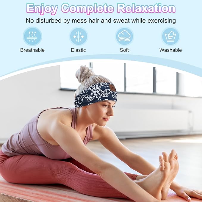 2-Pack Sleeping Headphones, Bluetooth 5.4 Headband Headphones, Wireless Bluetooth Headband for Yoga, Running, Workout, Travel, Sports, Unique Presents for Adult Teens - Black&Blue