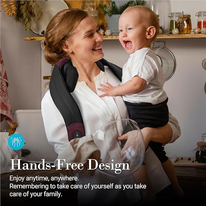 Shiatsu Neck Massager with Heat - Cordless 4D Expert Neck Shoulder Massage for Pain Relief,Upgarded Kneading Massager for Muscle Relaxation,Ideal Gift for Her,Him