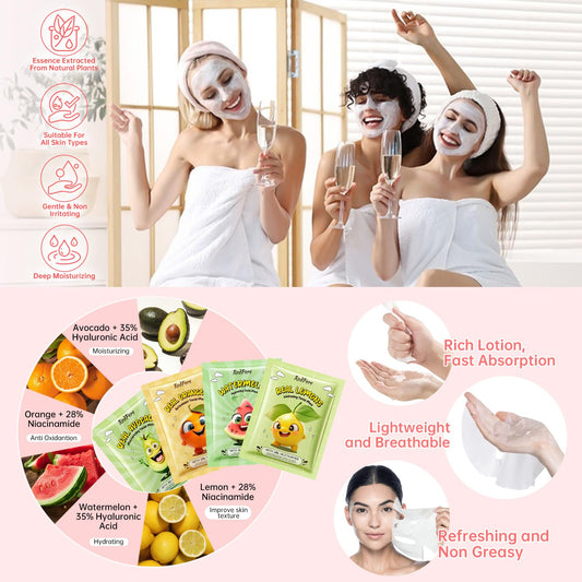 28PCS Spa Party Supplies For Girls, Spa Birthday Party Favors For 4 People, Spa Day Kit With Bath Bombs, Eye Mask, Lip Balm, Face Mask, Hand Cream, Compressed Towel, Gift Bag, Sleepover Spa Gift Set