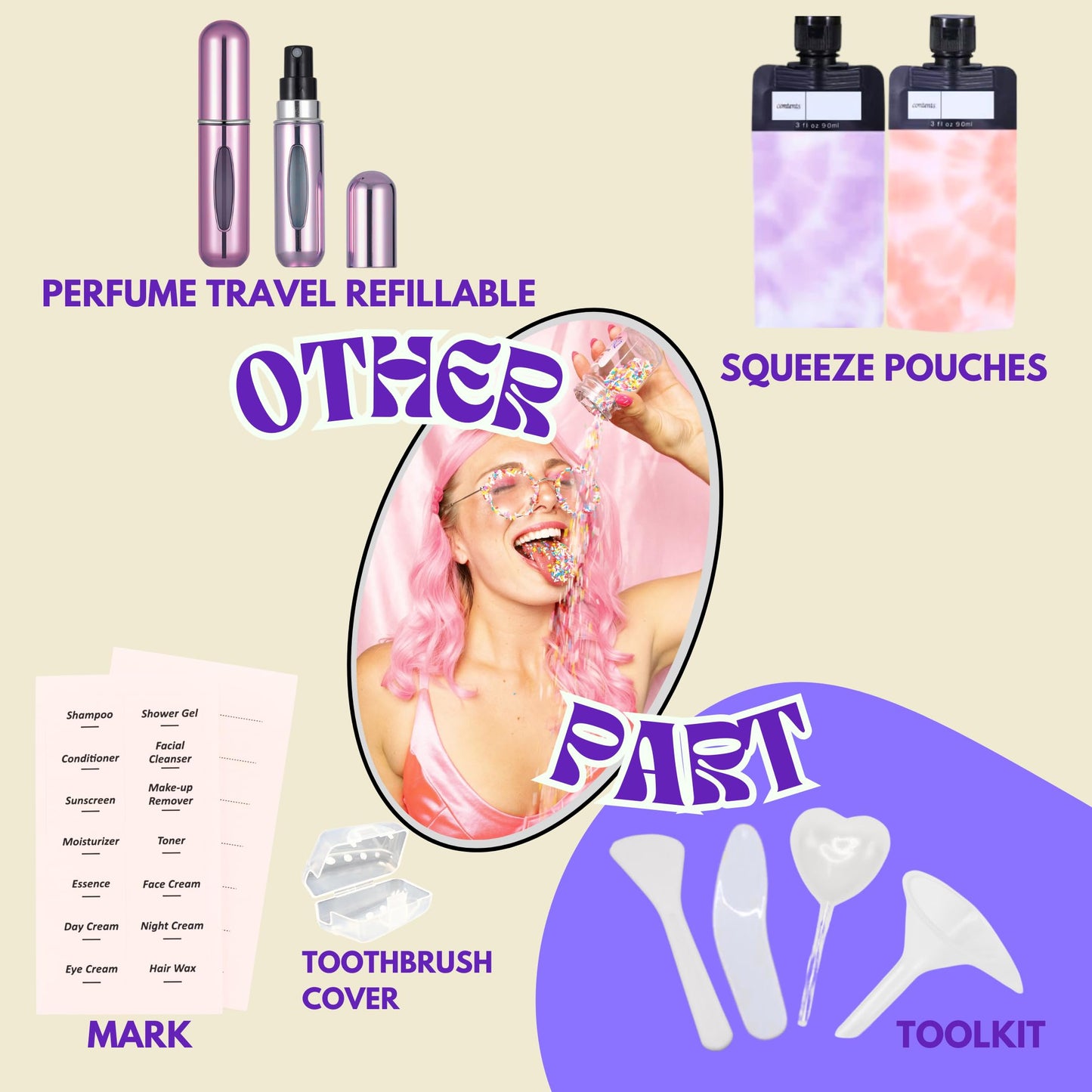 SaintGee Travel Bottles for Toiletries Kit 32Pcs Toiletry Bottles TSA Approved Silicone Travel Bottles for Toiletries Size Essentials Leak Proof Shampoo and Conditioner Touchland