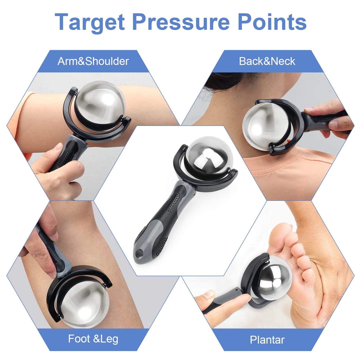 Catcan Cold Massage Roller Ball, Cold Therapy Relief, Portable Fitness Ice Roller Ball with Handle, Great Tool for Back/Neck Pain, Muscles Recovery and Inflammation