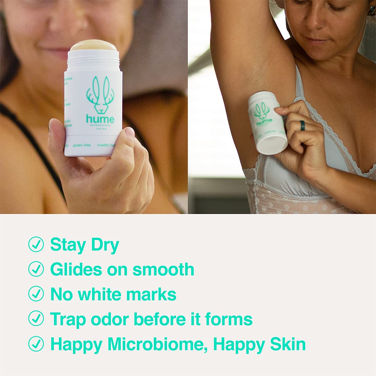 Hume Supernatural Roll On Aluminum Free Deodorant for Women & Men - Safe for Sensitive Skin - Probiotic and Plant-Based - Long-Lasting Moisture Absorbing - Clean and Effective - Desert Bloom, 1-Pack