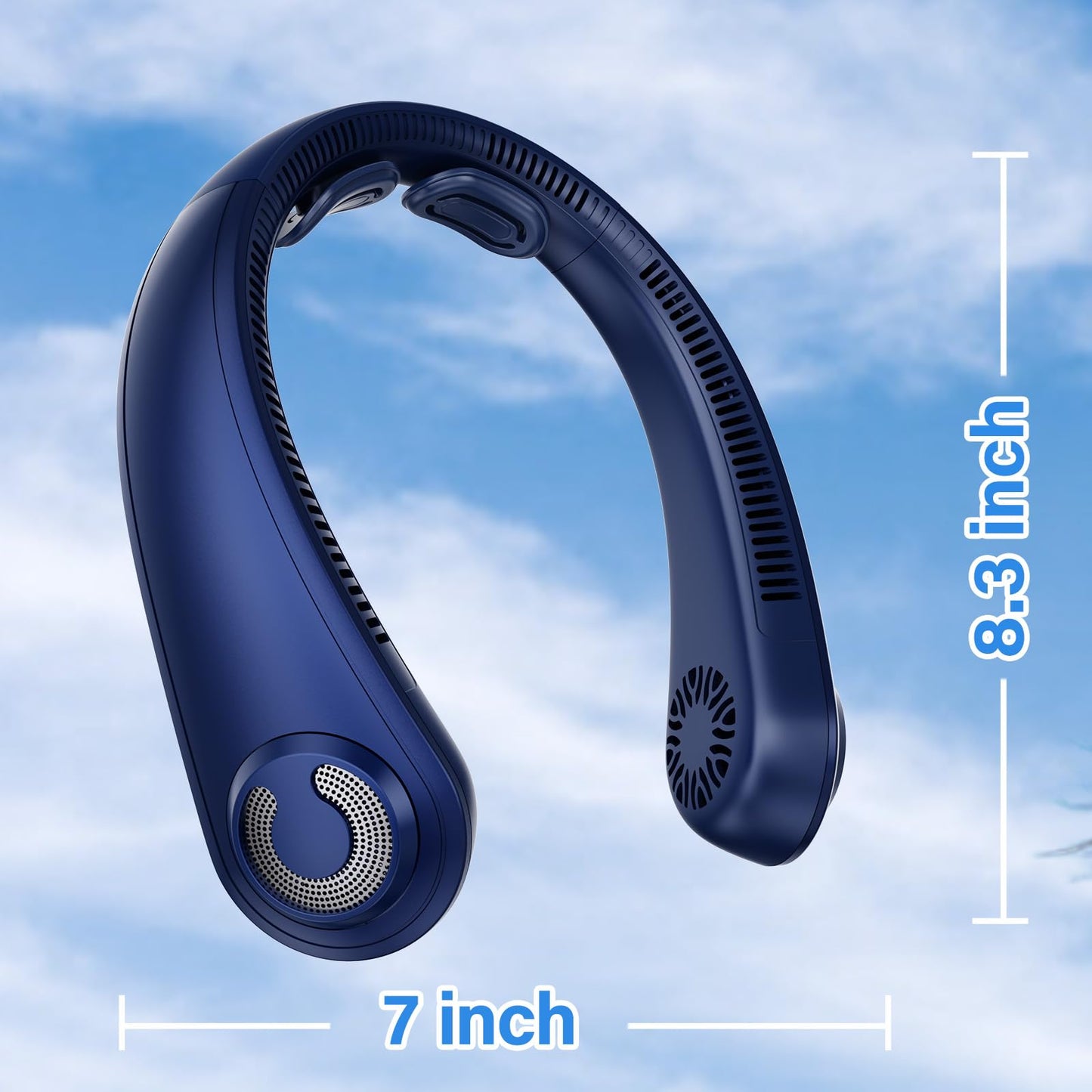 AUIIAH Portable Lightweight Neck Fan Rechargeable, 5 Speeds, Neck Support, USB Personal Bladeless Wearable Cooling Neck Fan for Hot Flashes, Disneyland, Travel, Summer Gift for Women Men