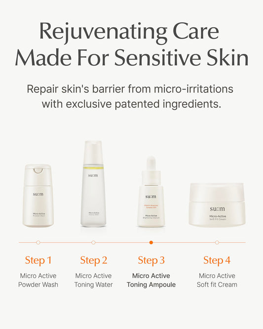 SU:M Micro-Active Toning Ampoule (0.5 fl oz) - High Potency Serum for Immediate and Firming, All Skin Types, Korean Skin Care. Pure Vitamin C & E, Niacinamide.