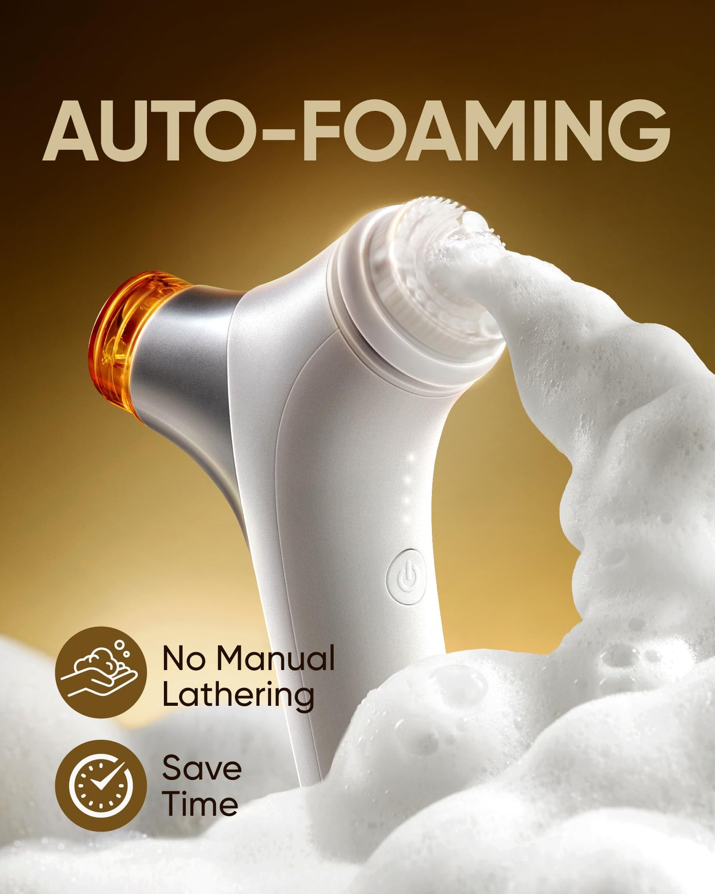 kingdo 2-in-1 Face Scrubber & Makeup Remover Device, Smart Automatic Foaming Facial Cleansing Brush Exfoliator with Face Cleanser for Deep Cleansing & Exfoliating & Removing Makeup Skin Care