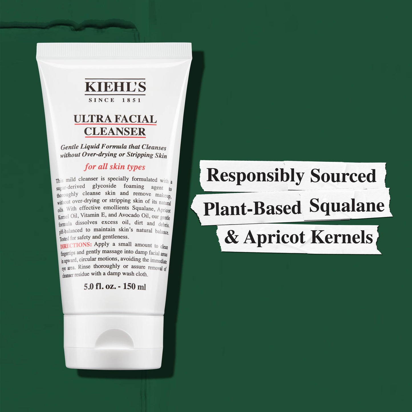 Kiehl's Ultra Facial Cleanser, Lightweight Foamy Facial Cleanser, Enriched Formula that Replenishes Skin Barrier, Gently Exfoliates and Moisturizes, Suitable for All Skin Types - 2.5 fl oz