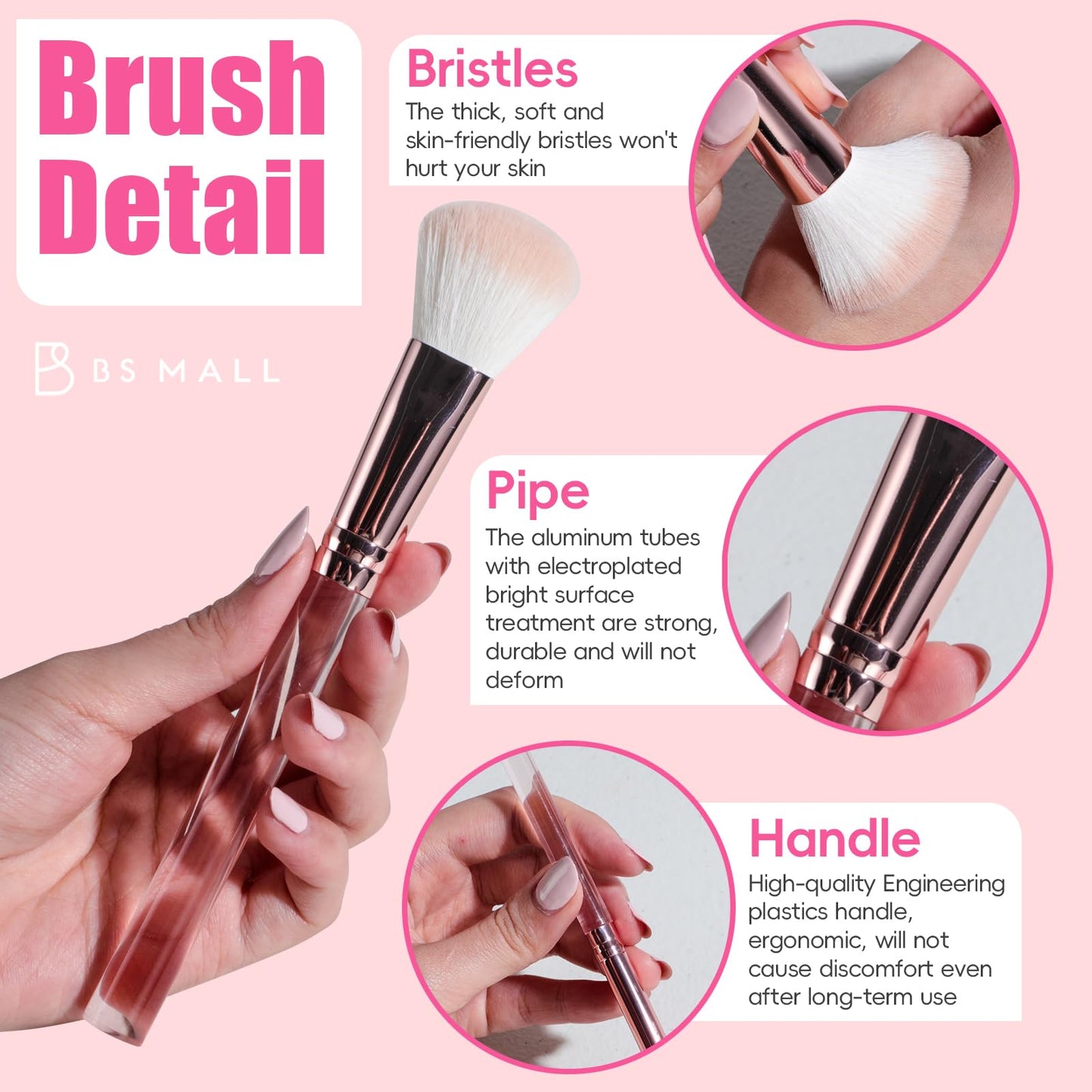 BS-MALL 9 Pcs Travel Makeup Brush Set With 7 Pcs Beauty Blender Sponges, Foundation Brush, Mini Makeup Sponge & Case, Luxury For Flawless On-the-go Beauty, Face, Eyes & Precision Blending