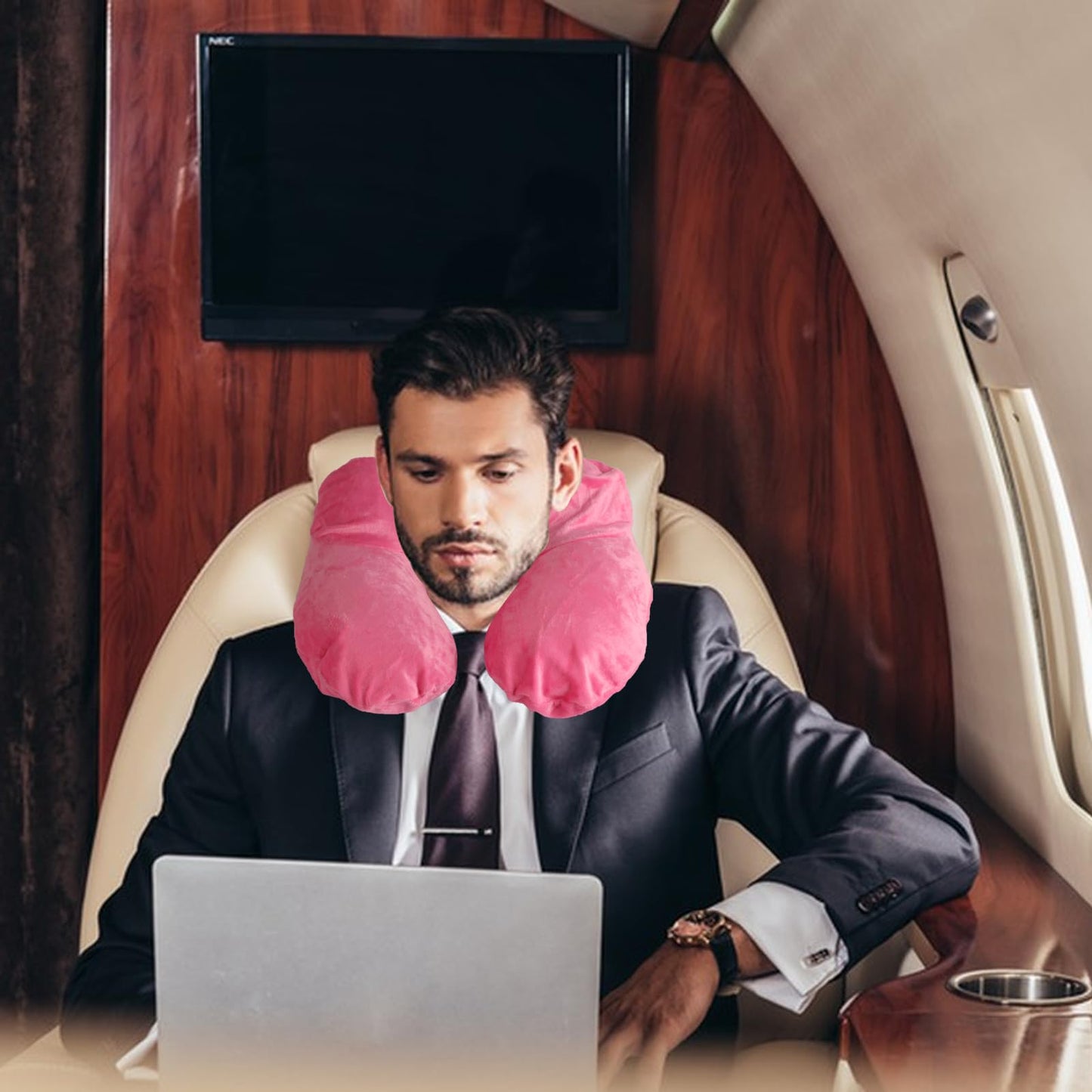 XhjzgcTech Air-Filled Travel Pillows for Sleeping Airplane Neck Support for Traveling Pillow Inflatable Travel Neck Pillows for Air-Filled Neck Pillow Airplane, with Eye Masks, Earplugs