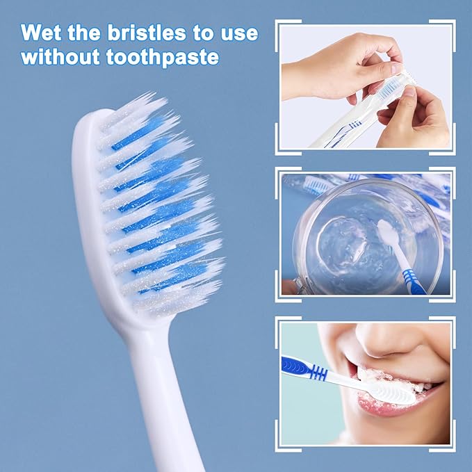 50 Prepasted Disposable Toothbrushes with Dental Floss Individually Wrapped Pre Pasted Toothbrushes Soft Bristle Travel Tooth Brush Single Use Wrapped for Hotel, Camping, Travel, Homeless