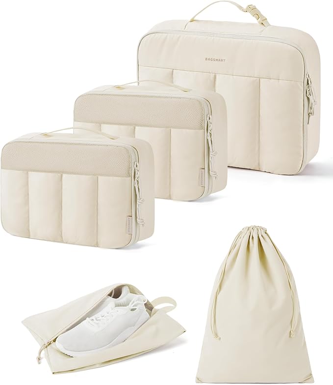 BAGSMART Compression Packing Cubes for Travel, 6 Set/5 Set/4 Set, Compression Suitcase Organizer Bags Set for Suitcases Travel Essentials, Lightweight Packing Organizers