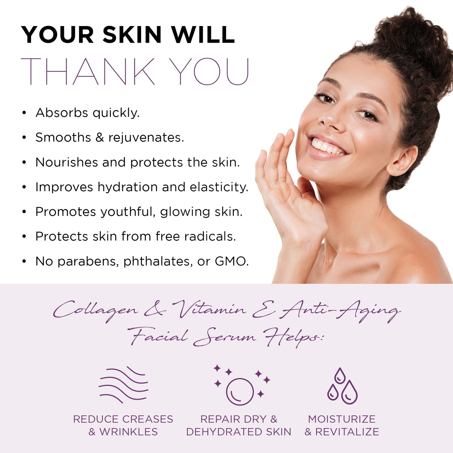 Azure Cosmetics Collagen & Vitamin E Serum For Face - Dermatologist Tested, Anti-Aging, Fine Lines & Wrinkle Treatment - Nourish Dull Skin - Lightweight, Vegan, Clean Beauty, Korean Skin Care - 1.69oz