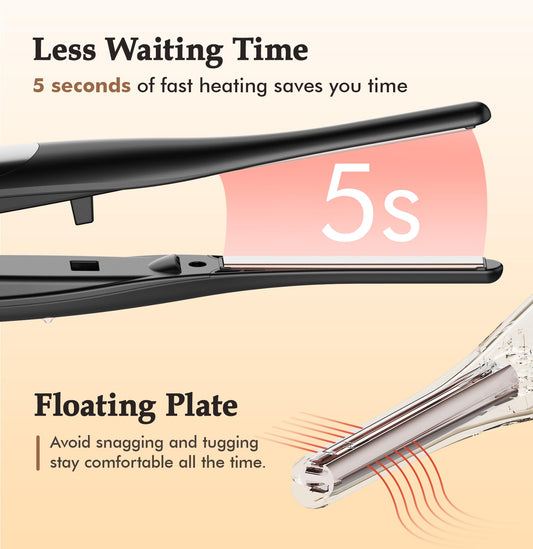 Small Flat Irons for Short Hair, 3/10" Thin Flat Iron for Short Hair, Pixie Cut and Bangs, Negative Ions Small Hair Straightener for Edges with 10th Adjustable Temp. Auto Shut Off