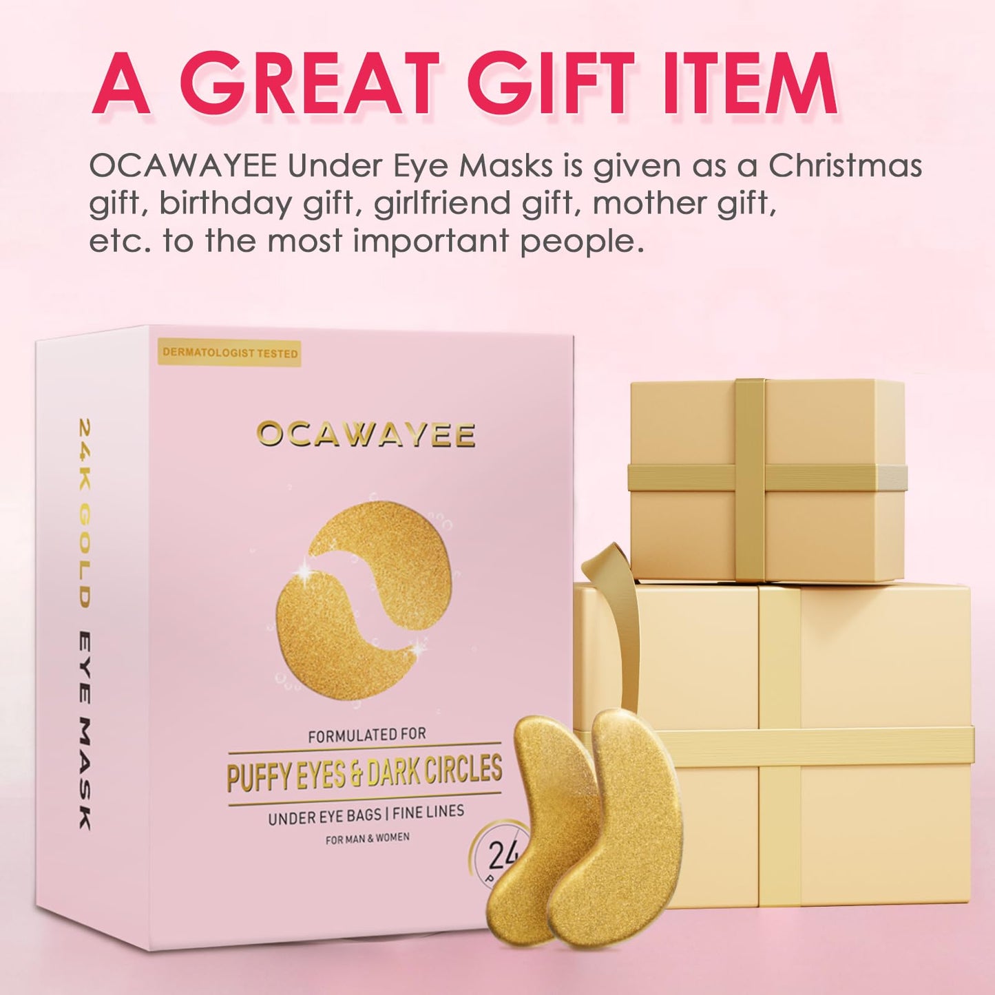 Under Eye Patches for Women - Under Eye Masks with Abundant Collagen for Beauty & Personal Care - Smooths Fine Lines & wrinkles/Delays Aging/Reduces Dark Circles & Eye Bags & Puffy Eyes (24 Pairs)