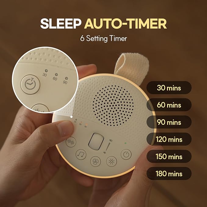 HuBDIC HubiCare White Noise Machine, Portable Sound Machine with 21 Soothing Sleep Sounds, Long-Lasting Battery, Gentle LED Mood Light, Travel-Friendly Sleep Aid for Newborns, Children