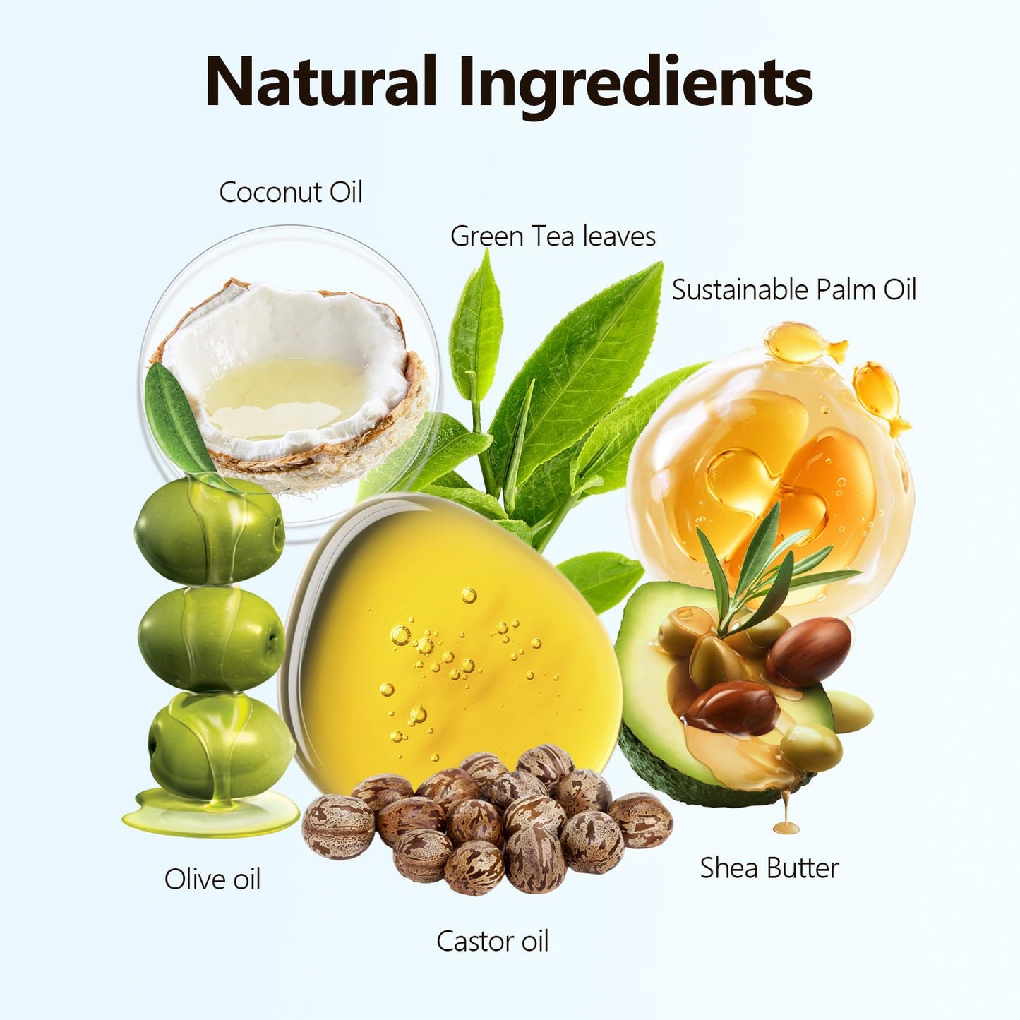 PALFICAB Green Tea Soap, Moisturizing Bath Soap Bars, Cruelty-Free, Gentle Exfoliating for Hydrating & Nourishing Skin with Green Tea Leaves, Coconut Oil, Shea Butter, Gifts for Women Men, 3 Bars