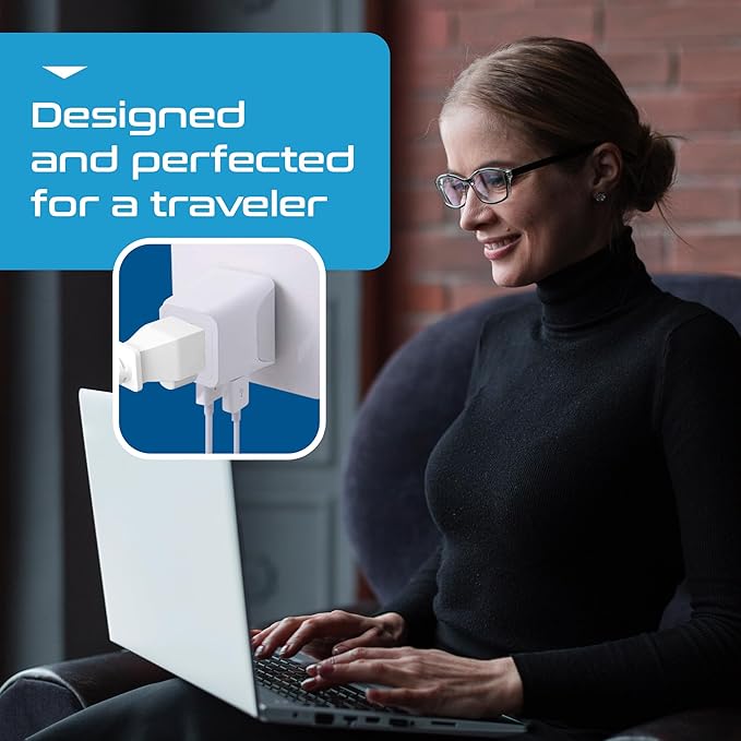 Ceptics UK adapters for travel to London, Hong Kong, Ireland - USB-A + USB-C & USA Input - Type G Adapter Grounded - Ideal for Phone, Laptop, Cameras