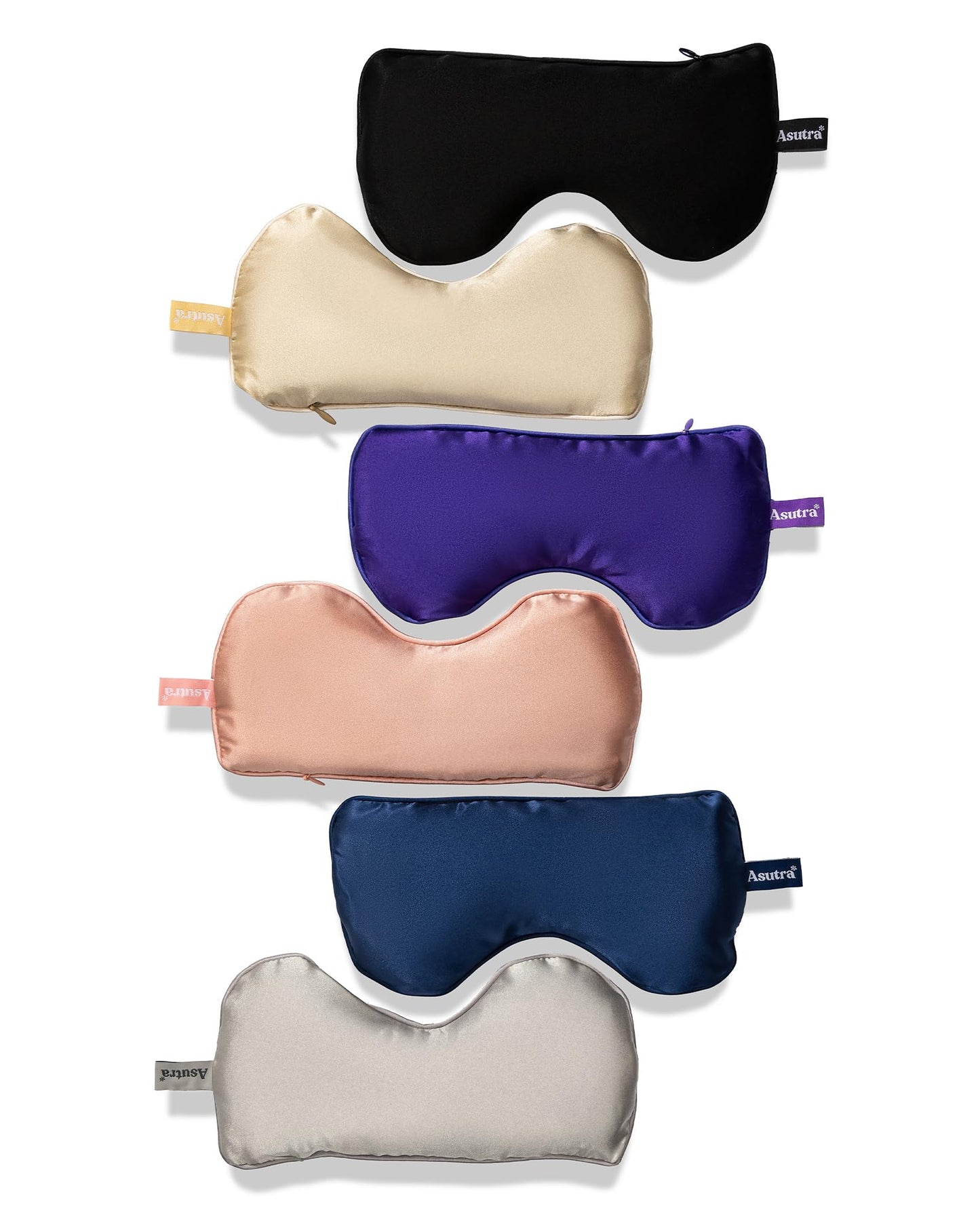 ASUTRA Silk Eye Pillow for Sleep, Purple - Filled w/Lavender Buds & Flax Seeds, Weighted Eye Mask, Meditation & Light Blocking Blindfold, Cooling Gel Mask Included