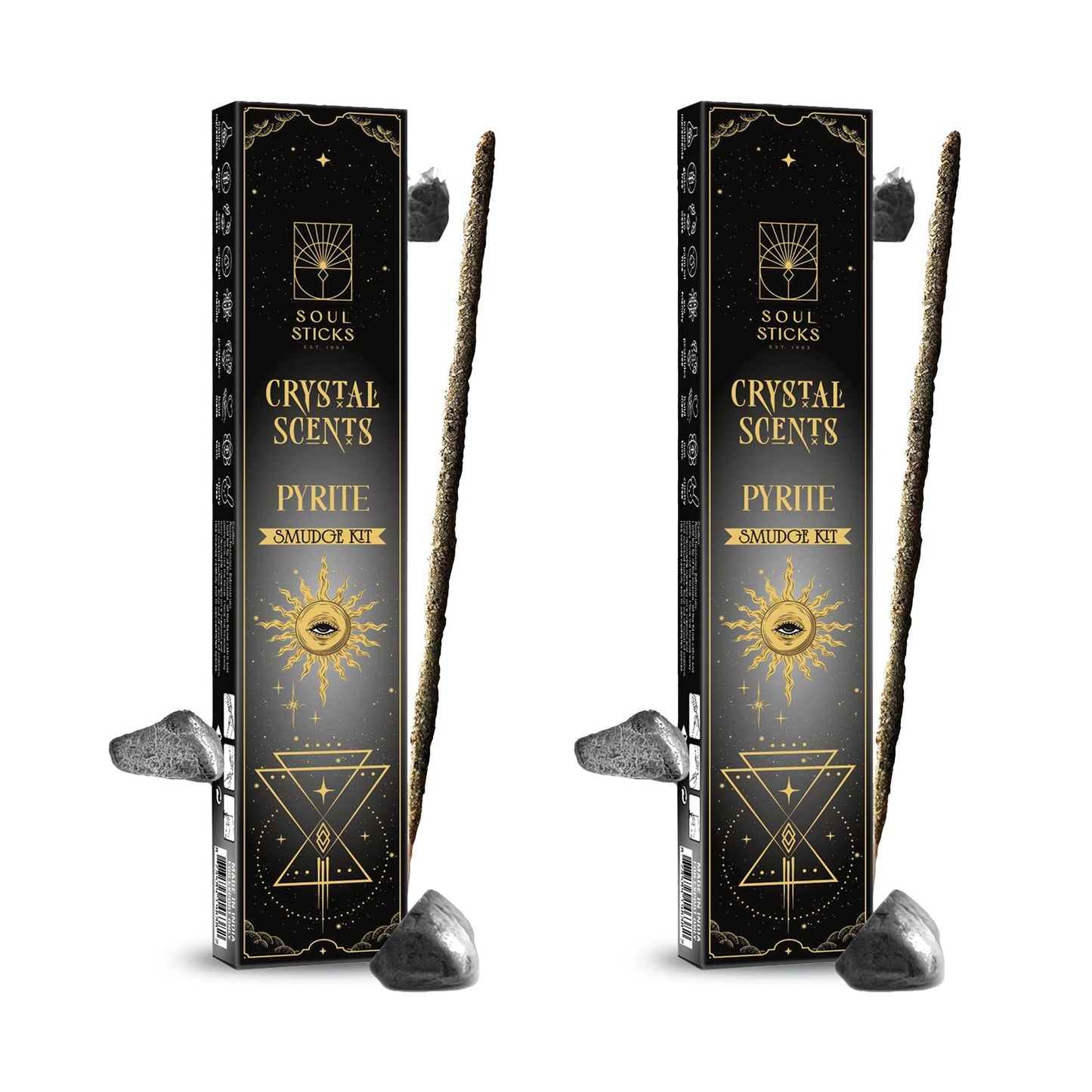 SOUL STICKS Thick Handcrafted Incense Sticks Spicy Cinnamon Scented (Includes 5 Crystals) 20g Thick, Herb-Dipped Sticks Bundle Ideal for Aromatherapy, Cleansing & Relaxation