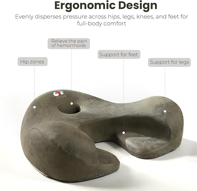 Meditation Cushion & Floor Pillow Seat - Ergonomic Comfortable Memory Foam Set Relieves Numbness Tailbone & Hip Pain from Long Sitting, idea for Reading, Yoga.