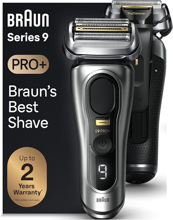 Braun Series 9 9517s PRO+ Electric Razor for Men, 5 Pro Shave Elements & Precision Long Hair ProTrimmer, Charging Stand, Braun’s Best for Smooth Skin, Wet & Dry Electric Razor with 60min Runtime
