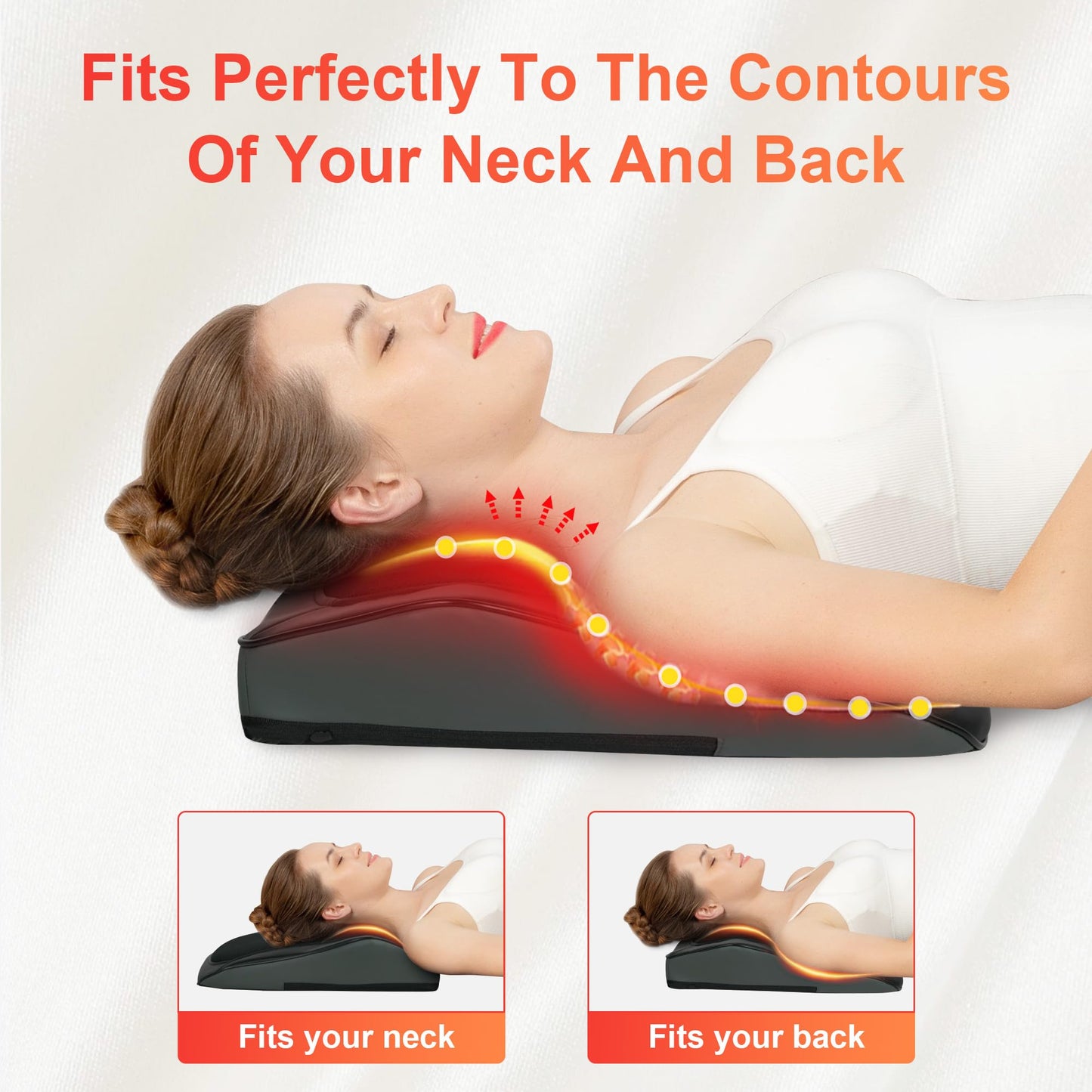 COMFIER Back Massager with Heat, Deep Tissue Shiatsu Neck and Back Massager for Pain Relief, Chair Use Massager Pillow with Adjustable Flap, Ideal Gift for Women Men