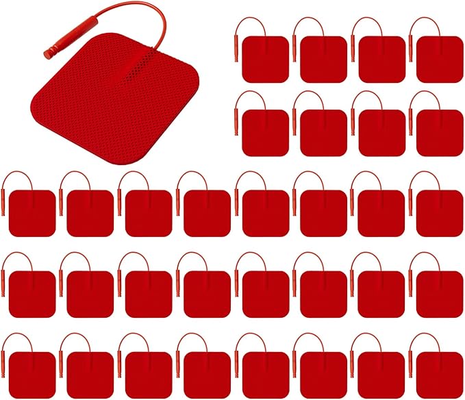 40PCS Value Pack TENS Unit Replacement Pads, Reusable Latex-Free TENS Unit Electrodes Pads Compatible with AUVON TENS, TENS 7000, Neocarbon, Nicwell, Etekcity, TENKER (RED)