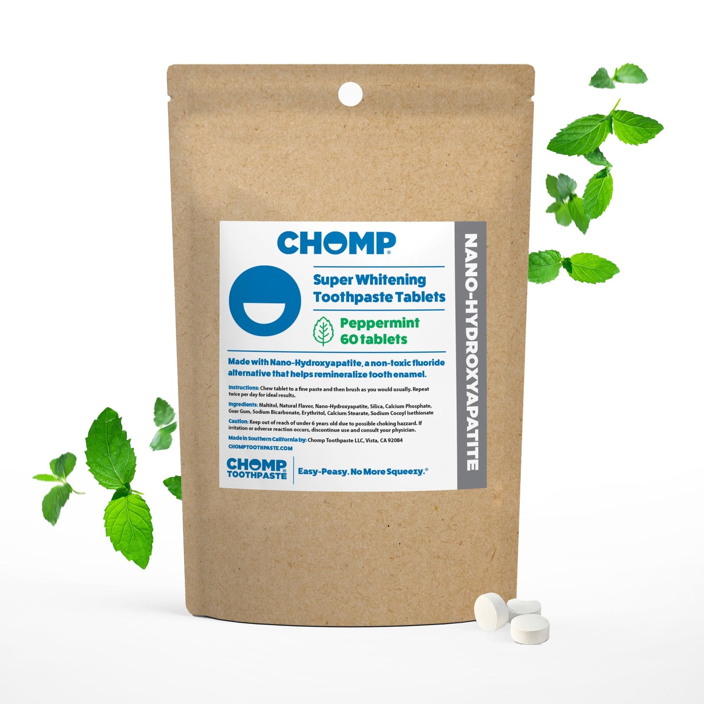 Chomp Super Whitening Toothpaste Tablets with Nano Hydroxyapatite Refill