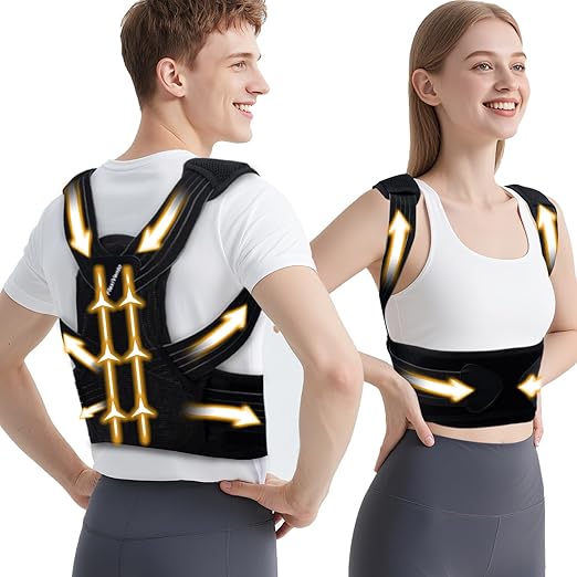 Back Brace Posture Corrector for Women and Men High Support Adjustable Lightweight Upper, Back Straightener for Neck Shoulder & Upper/Lower Back Pain Relief Under Clothes Breathable Invisible