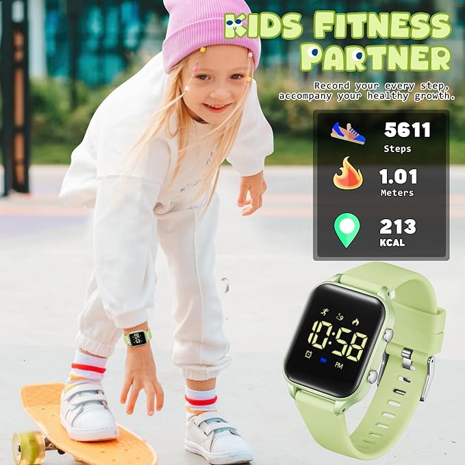 Kids Digital Watches for Boys Girls, Sports Watch with Fitness Tracker, Pedometer, Alarm Clocks, Stopwatch, No App Needed Waterproof Kids Watch, Gift for Teens Student Girls Boys Ages 5-14