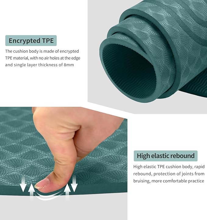 8/20/30mm Jump Rope Mat Fitness Exercise Mat Durable, Non-Slip, Workout Mats with Jump Rope & Carrying Bag for Home Gym Flooring (55"x 24")