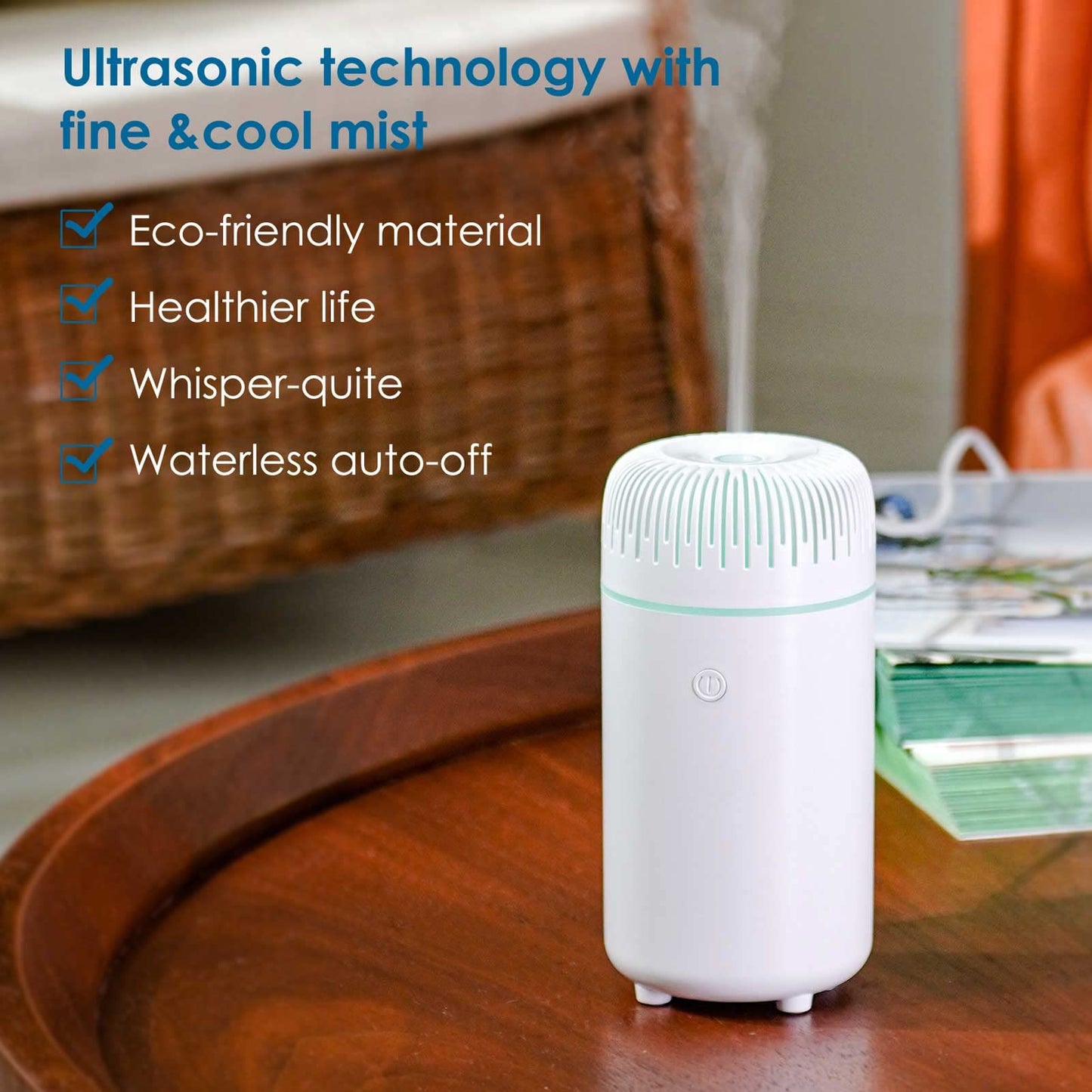 Car Diffuser Humidifier USB Aromatherapy Essential Oil Air Freshener USB Cool Mist Mini Portable Diffuser for Car Home Office Bedroom (White)