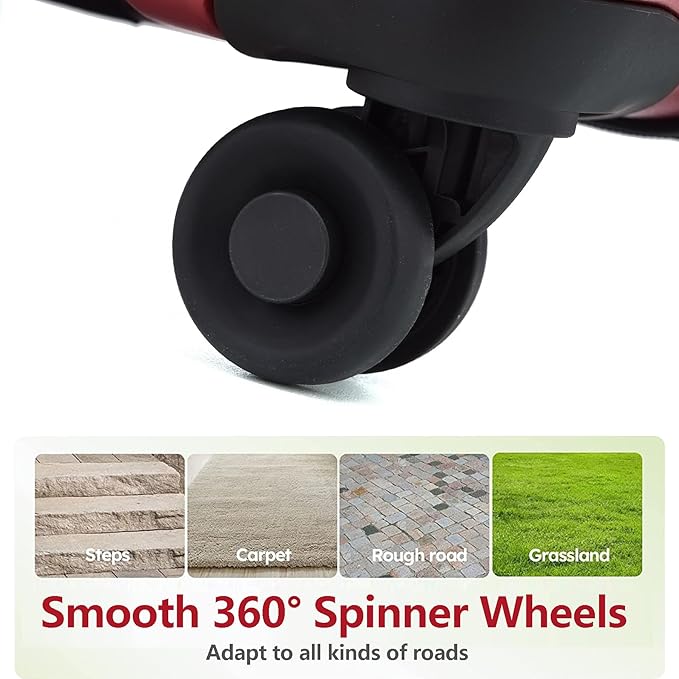 3Pcs (20/24/28) Luggage Set, HardShell Lightweight, Only 20" with Front Pocket, 21.65*15.35*7.87" Fits Overhead Cabin, 24" (26*17.7*10.2") and 28" (19.68*11.81*29.92") Checked Luggage, Red