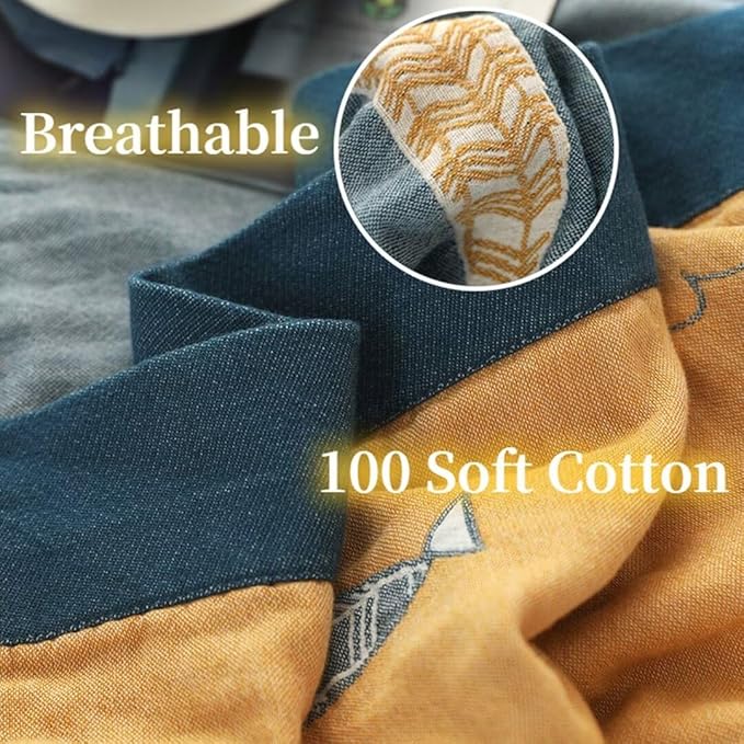 100% Cotton Boho Throw Blanket Queen Size Knitted Woven Throw Blanket for Couch Soaf Bed Reversible Soft Double Side Warm Blanket for All Season Muslin Rustic Quilt 80"x90"