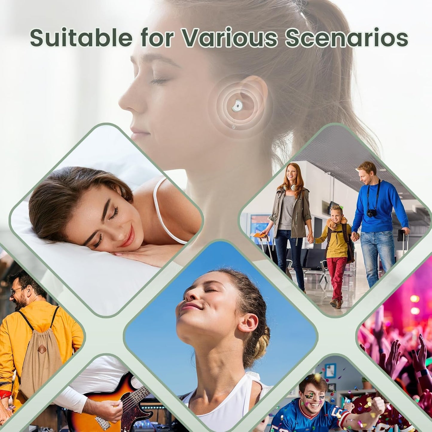 Ear Plugs for Sleeping Noise Cancelling -30dB, Reusable Silicone Earplugs for Noise Reduction, Hearing Protection Ear Plugs with 8 Eartips and Carrying Case